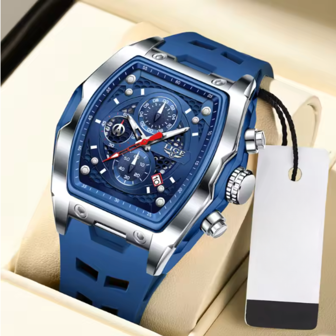 AquaPulse - LIGE Men’s Luxury Silicone Chronograph Waterproof Sports Watch