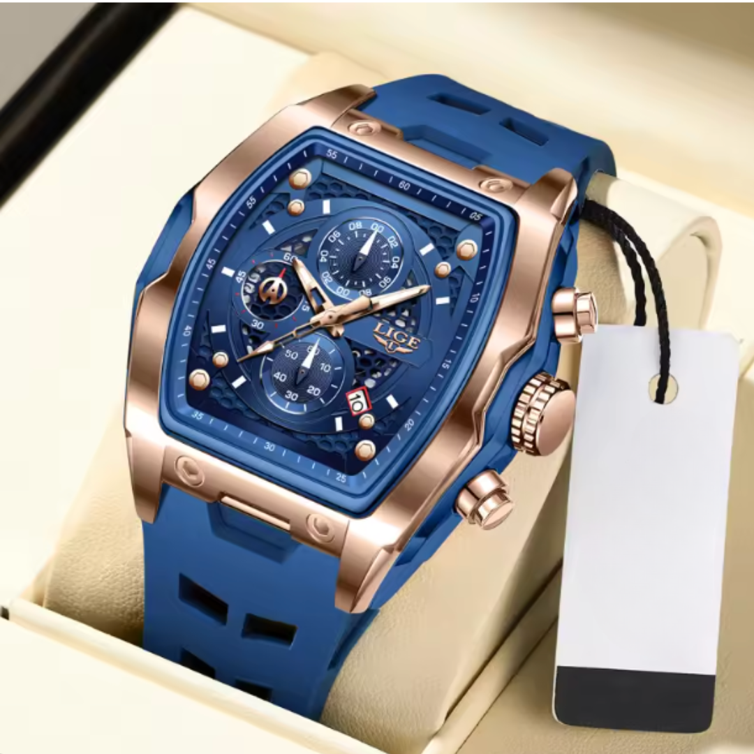 AquaPulse - LIGE Men’s Luxury Silicone Chronograph Waterproof Sports Watch