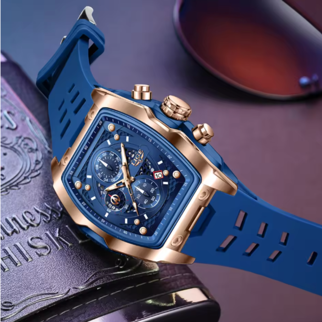 AquaPulse - LIGE Men’s Luxury Silicone Chronograph Waterproof Sports Watch