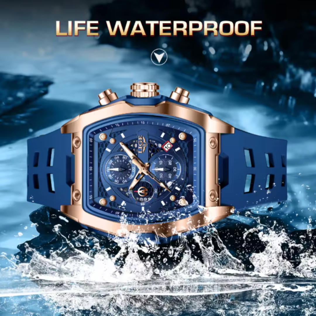 AquaPulse - LIGE Men’s Luxury Silicone Chronograph Waterproof Sports Watch