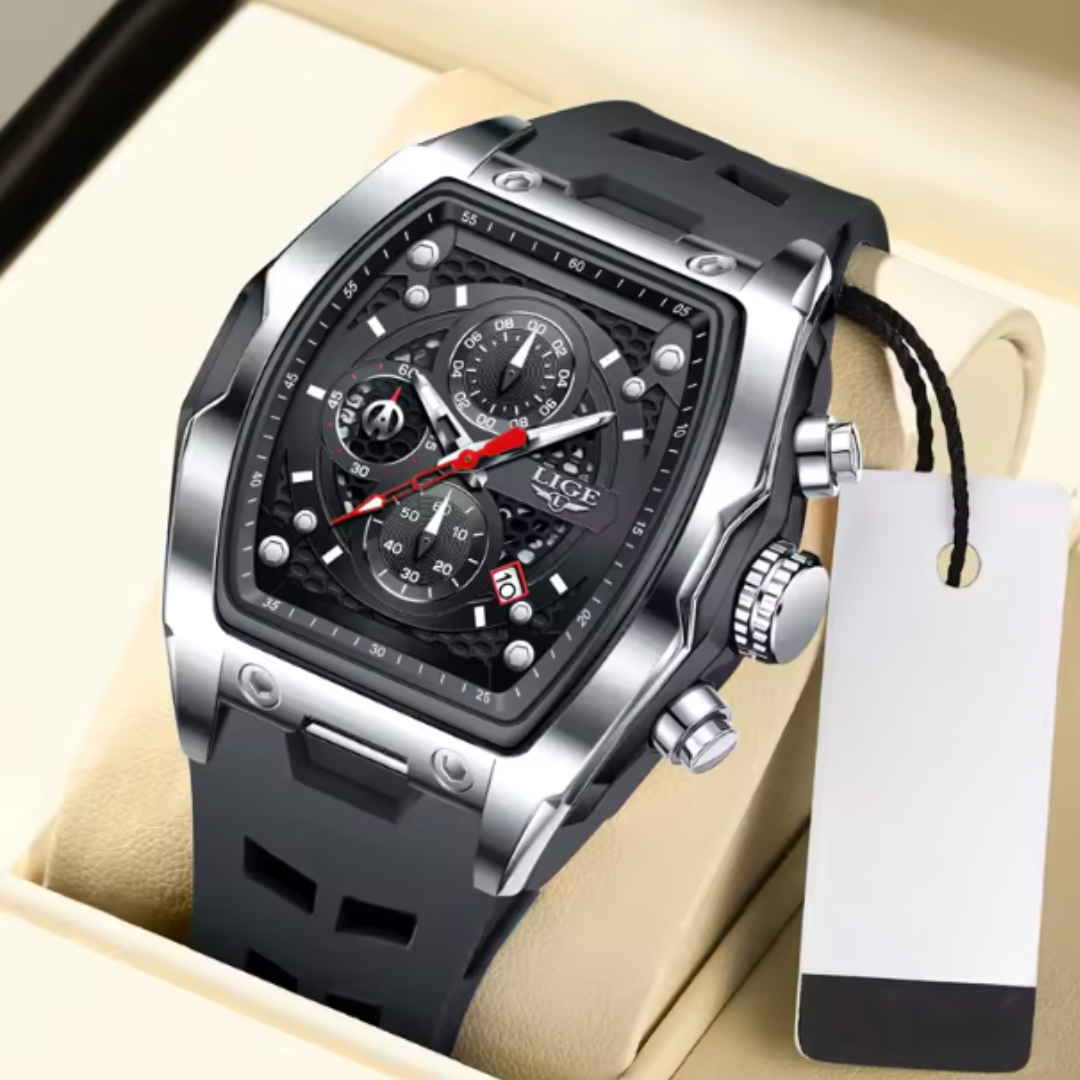 AquaPulse - LIGE Men’s Luxury Silicone Chronograph Waterproof Sports Watch