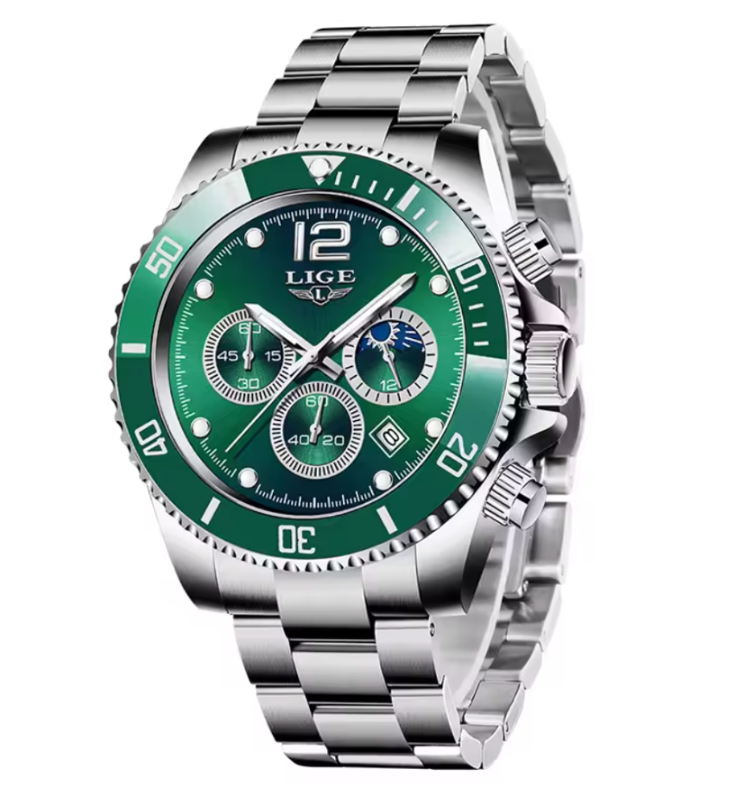 Golden Vortex - Men's Luxury Watch with Stainless Steel Build, Date Display & Chronograph Features