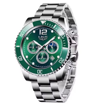 Golden Vortex - Men's Luxury Watch with Stainless Steel Build, Date Display & Chronograph Features