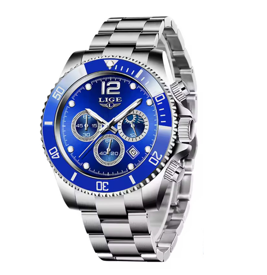 Golden Vortex - Men's Luxury Watch with Stainless Steel Build, Date Display & Chronograph Features