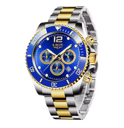 Golden Vortex - Men's Luxury Watch with Stainless Steel Build, Date Display & Chronograph Features