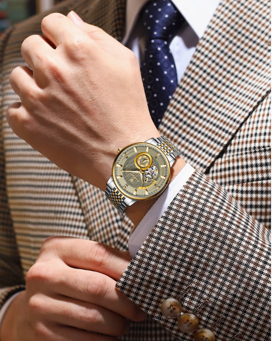 Imperium Classic - Men's Luxury Watch with Stainless Steel & Leather Build, Date Display & Chronograph Features