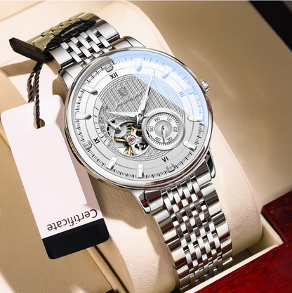 Imperium Classic - Men's Luxury Watch with Stainless Steel & Leather Build, Date Display & Chronograph Features