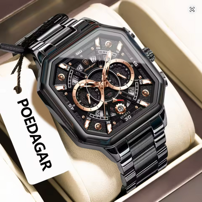 Iron Eclipse - Poedagar Luxury Men's Automatic Watch Gold & Silver