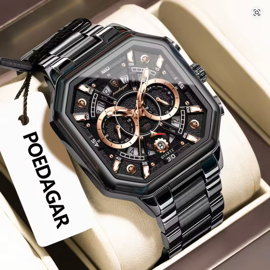 Iron Eclipse - Poedagar Luxury Men's Automatic Watch Gold & Silver