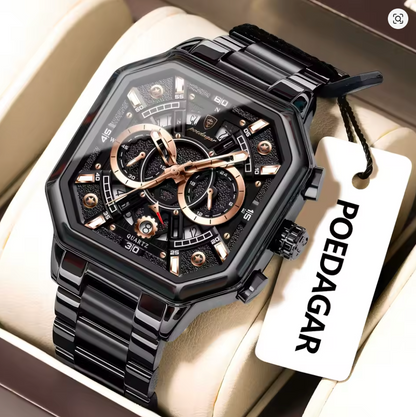 Iron Eclipse - Poedagar Luxury Men's Automatic Watch Gold & Silver