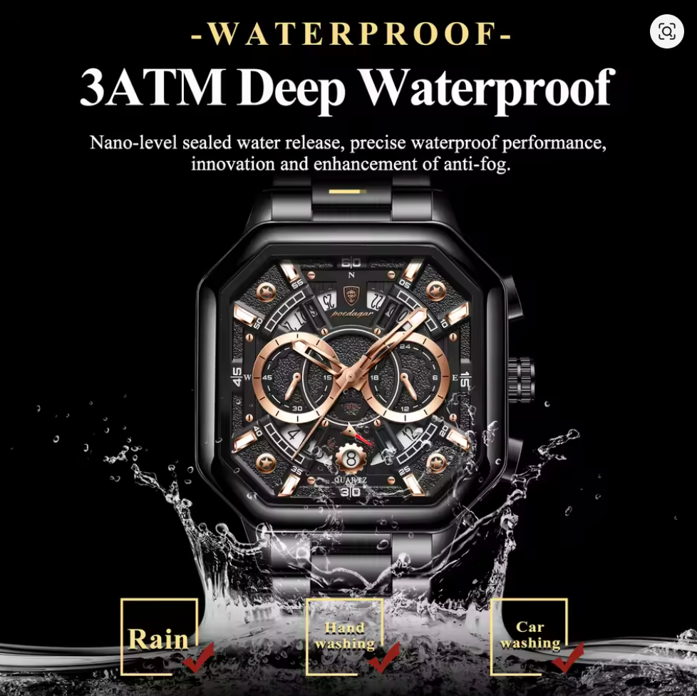 Iron Eclipse - Poedagar Luxury Men's Automatic Watch Gold & Silver