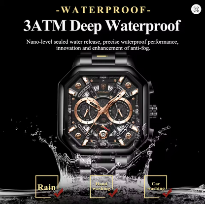 Iron Eclipse - Poedagar Luxury Men's Automatic Watch Gold & Silver