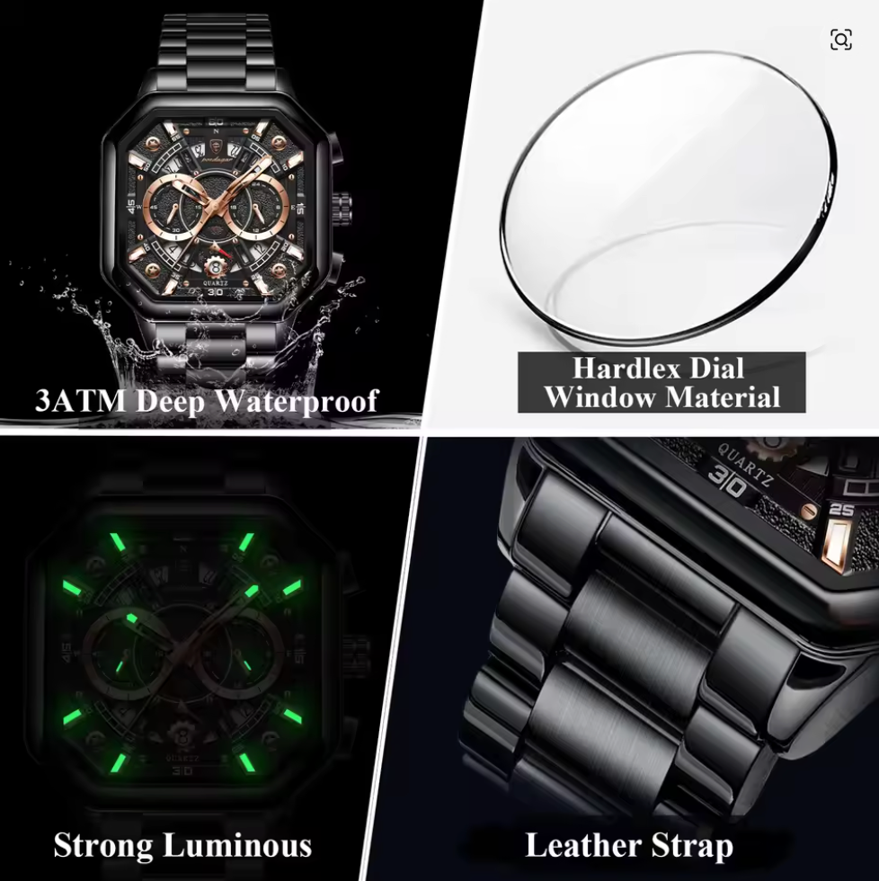 Iron Eclipse - Poedagar Luxury Men's Automatic Watch Gold & Silver