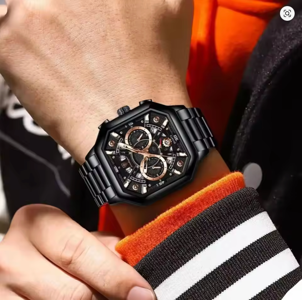 Iron Eclipse - Poedagar Luxury Men's Automatic Watch Gold & Silver