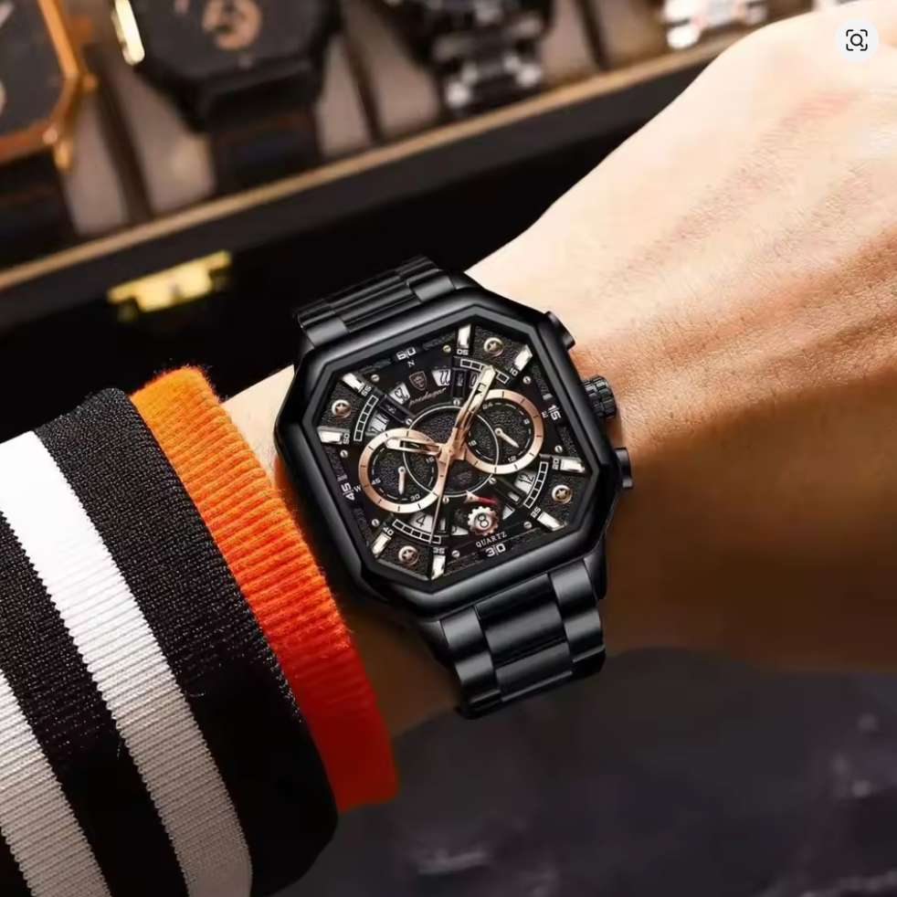 Iron Eclipse - Poedagar Luxury Men's Automatic Watch Gold & Silver