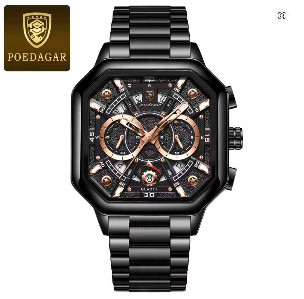 Iron Eclipse - Poedagar Luxury Men's Automatic Watch Gold & Silver
