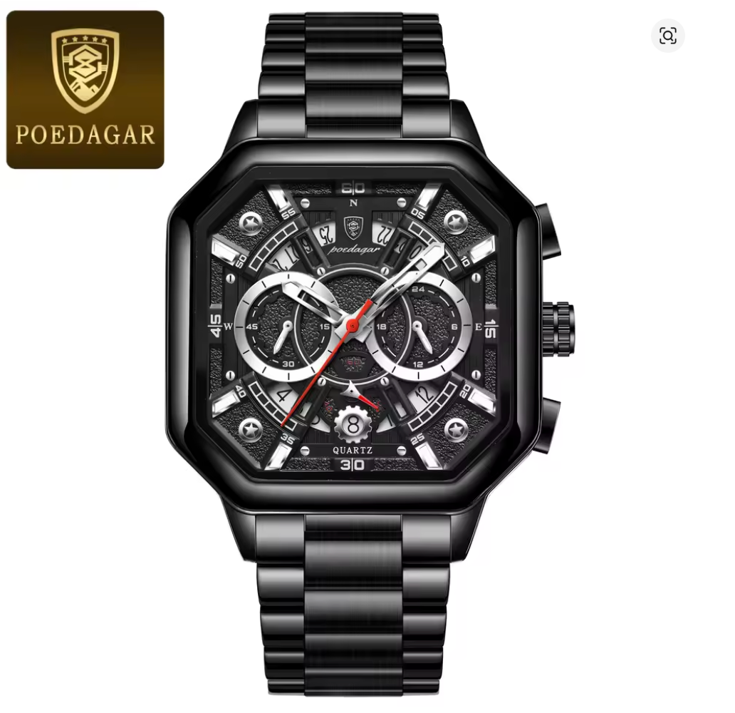 Iron Eclipse - Poedagar Luxury Men's Automatic Watch Gold & Silver