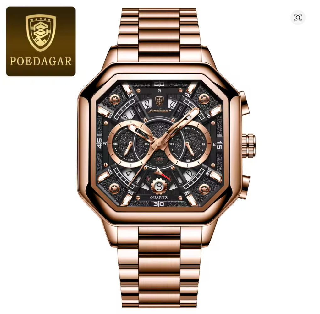 Iron Eclipse - Poedagar Luxury Men's Automatic Watch Gold & Silver