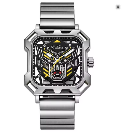 The Stratos - Square Skeleton Automatic Mechanical Watch, Stainless Steel Strap Men's Watches