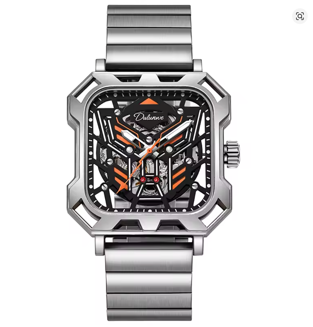 The Stratos - Square Skeleton Automatic Mechanical Watch, Stainless Steel Strap Men's Watches