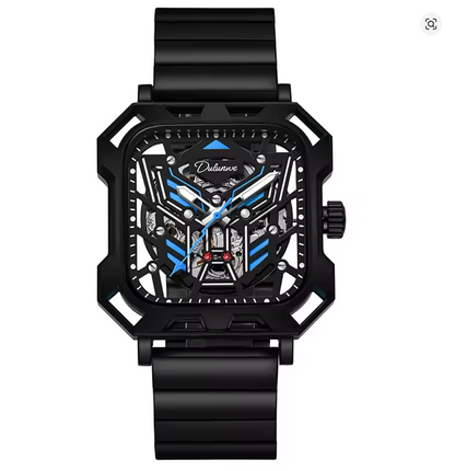 The Stratos - Square Skeleton Automatic Mechanical Watch, Stainless Steel Strap Men's Watches