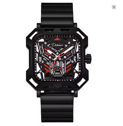 The Stratos - Square Skeleton Automatic Mechanical Watch, Stainless Steel Strap Men's Watches