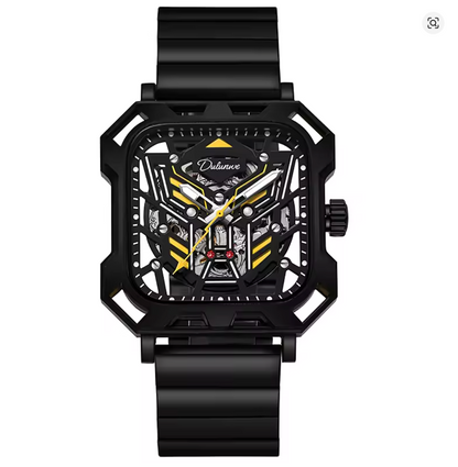 The Stratos - Square Skeleton Automatic Mechanical Watch, Stainless Steel Strap Men's Watches