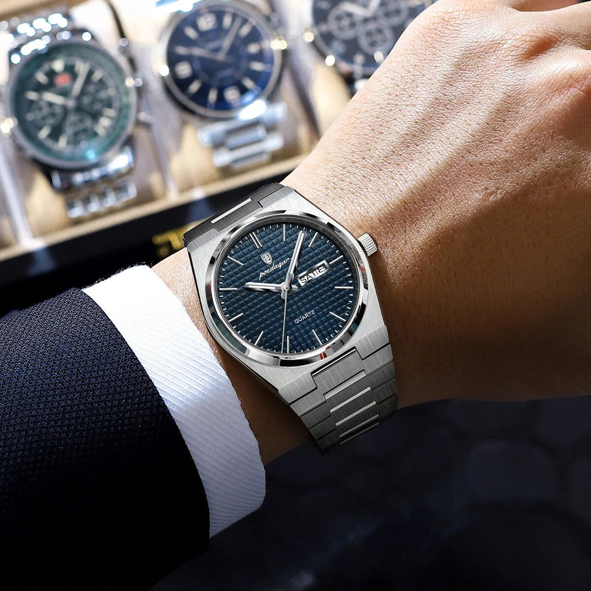 Vallenci - Poedagar Luxury Men's Quartz Watch Blue Mosaic Dial