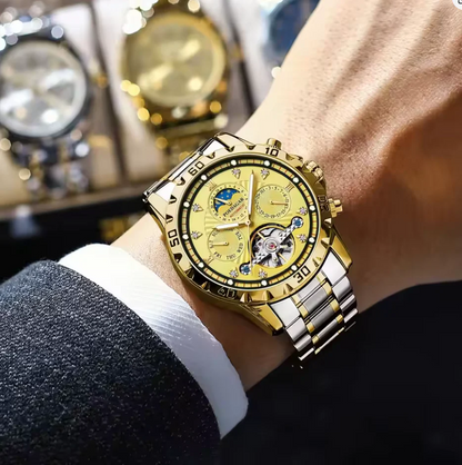 Titan Chrono X - Poedagar Luxury Men's Chronograph Watch Gold & Silver