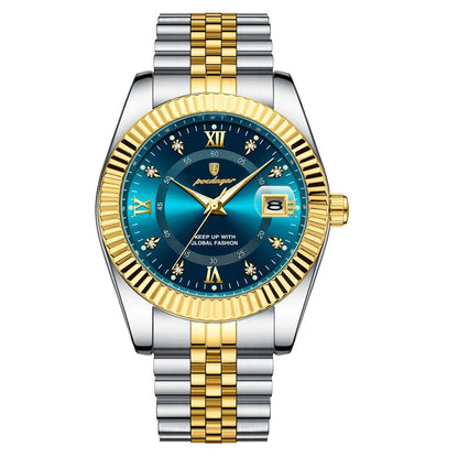 Sentinal - Poedagar Luxury Men's Quartz Watch Gold & Azure Blue Edition