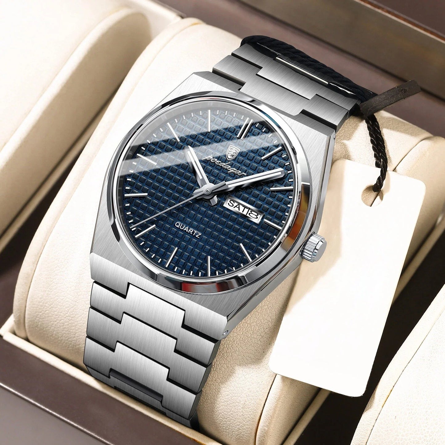 Vallenci - Poedagar Luxury Men's Quartz Watch Blue Mosaic Dial