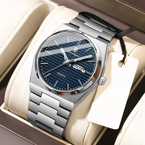 Vallenci - Poedagar Luxury Men's Quartz Watch Blue Mosaic Dial