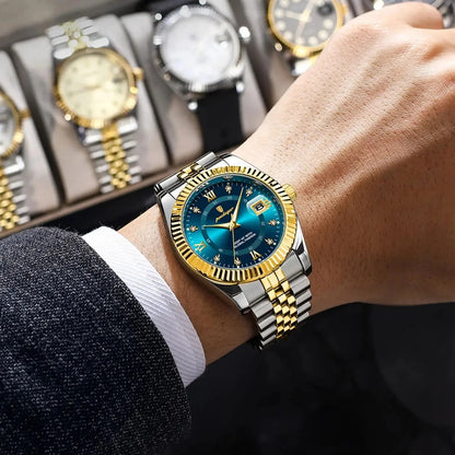 Sentinal - Poedagar Luxury Men's Quartz Watch Gold & Azure Blue Edition