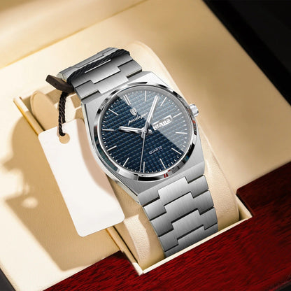 Vallenci - Poedagar Luxury Men's Quartz Watch Blue Mosaic Dial